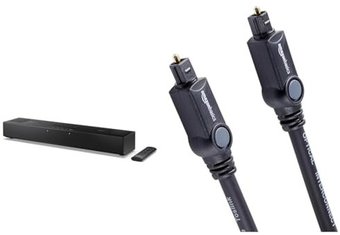Sharp HT-SB107 2.0 Mini Barre de Son Bluetooth (avec HDMI Arc/CEC, Puissance Totale 90 W) Noir & Amazon Basics Câble Optique Audio numérique TOSLINK 3 m, Noir