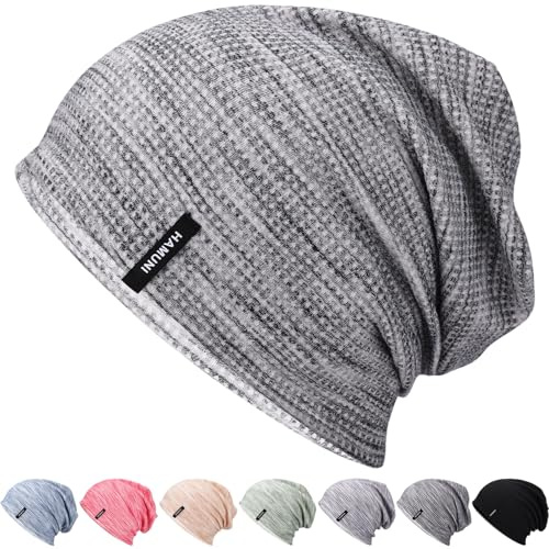 HAMUNI Mütze Herren Slouch Beanie Mütze Damen Leicht Winddichte Dünne Mütze Weiche Atmungsaktiv Longbeanie Ideal für Frühling Herbst und Winter
