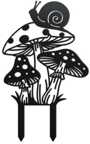 WADORN Piquets de Jardin Décoratifs en Métal D'Escargot et de Champignon, Statues Amusantes en Métal Escargot et Un Champignon Ornement de Jardin Plante Cadeau Décor pour Extérieur Cour Patio Pelouse