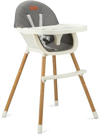 MoMi REKI Kinderhochstuhl 2-in-1 für Babys und Kinder von 6 bis 36 Lebensmonat (max. 15 kg Körpergewicht), 5-Punkt-Sicherheitsgurt, als Niedrigstuhl für Kinder bis zu 20 kg