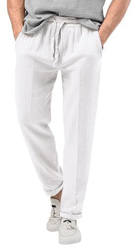 Pantalones Holgados para Hombre, Pantalones Casuales de Estar por casa con Cintura elástica, de algodón cómodos para Uso Diario y relajación.