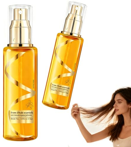 100ML Huile essentielle de traitement capillaire hydratant,spray brillant pour cheveux,Profondément hydraté,Lightweight Finishing For All Hair Types Including Dry & Damaged (2 PC)