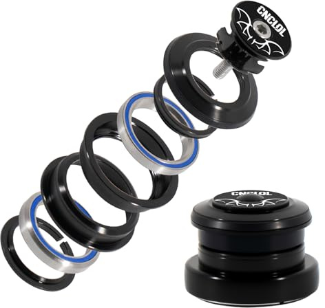 CNCLOL 1-1/8 Bike Headset 44mm, MTB Threadless Semi-integrated, Tapered to Straight Tube Bicycle Headset Kit for 1-1/8in to 1-1/2in Tapered Tube Fork for Bmx/Mountain/Road Bike