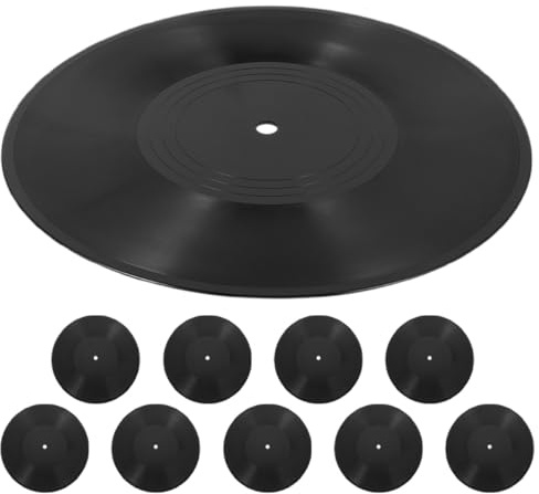 JUMPLAWN 10 Discos de Vinilo Negro Mate de 12 Pulgadas para Decoración de Pared, CD Falsos para Estética Retro, Decoración Artística para Dormitorio, Sala y Estudio Musical