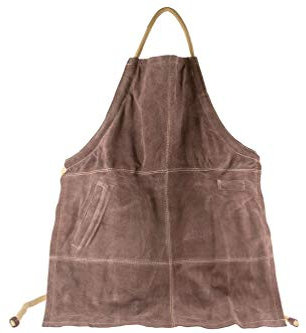Alpenleder Grillschürze FUNKENFEUER – Feuerfeste Echt Leder Grill Schürze – TÜV geprüft nach ISO11612 – Größenverstellbar mit einer Tasche für Zubehör – auch als Schweißerschürze geeignet (Suede)