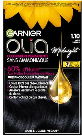 Garnier Olia Coloration Permanente sans Ammoniaque 1.10 Noir Saphir