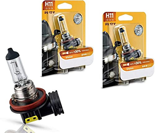 2x Philips H11 55W 12V PGJ19-2 12362PRB1 Original Vision +30% Weiß Ersatz langlebig Scheinwerfer Halogen Auto Lampe - E-geprüft