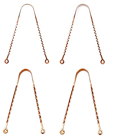 Wonder Care Ayurveda Kupfer Zungenreiniger Paar Pack Zungenreiniger Zickzackform Zungenschaber Reines Kupfer Zungenschaber (2 Twist + 2 Zickzack)
