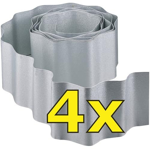 workingHOUSE Rasenkante Metall für Beet, Garten – Optimale Wurzelsperre – Flexible Raseneinfassung Beeteinfassung, Gemüsebeet-, Gartenumrandung, Mähkante, Beetbegrenzung (5 m x 15 cm) (4 Rollen)