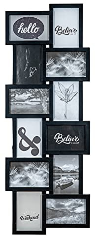levandeo Bildram 12 foton 10 x 15 svart 32 x 83 cm fotogalleri glasrutor fotoram 3D optik collage bildgalleri, fotokollage