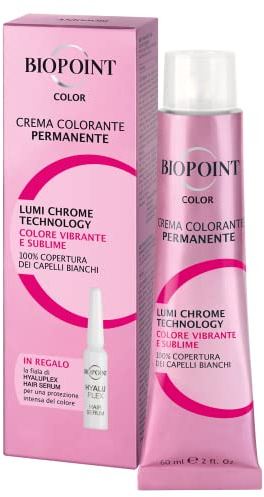 Biopoint Color - Crema Colorante Permanente con Fiala Hyaluplex Serum, Tinta per Capelli con Acido Ialuronico, Nutre, Idrata e Dona un Colore Brillante e Intenso, 60 ml