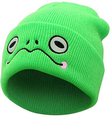 Cute Beanie Frog Beanie Animal Knit Hats, Funny Beanie Hat Winter Skiing Slouchy Warm Cap, Soft Headwear for Women Man (Green)