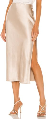 Skrtimory Womens Satin Silk High Waist Slit Midi Skirt Elastic Waistband Leopard Print Midi Skirts for Women