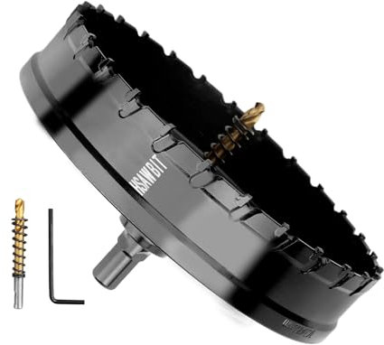 HSAWBIT 120mm Bohrer metall,TCT Hartmetall-Bohrer Schwarz für Löchern in Edelstahl,Eisen,Holz,Kunststoff