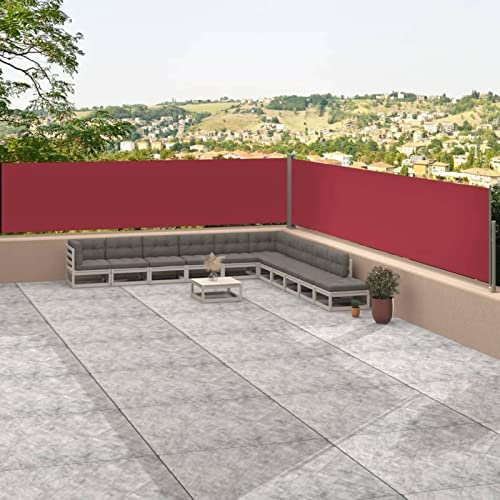 ARKEM Seitenmarkise Ausziehbar Rot 117x1200 cm Windschutz Balkon Sichtschutz FüR Den Garten
