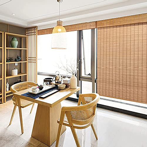 Tende a rullo in bambù per finestre, stile retrò, con cordino laterale, dimensioni 91,4 x 221 cm, per decorazione interna e privacy