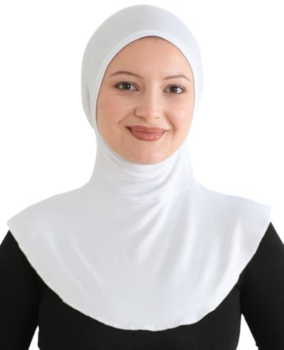 Prien Sport Hijab Per Le Donna, Sciarpa Musulmana, Turbante Foulard Per Ragazze, Abbigliamento Islamico Elegante Per La Palestra, Collo Colletto Bonnet Viscosa (Bianco)