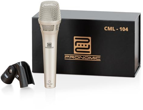 Pronomic CML-104 Kondensatormikrofon für präzise Schallaufnahme - Handmikrofon mit Windschutz - Gesangsmikrofon mit Nierencharakteristik - Studio-Mikrofon für die Bühne - Inkl. Klemme und Tasche
