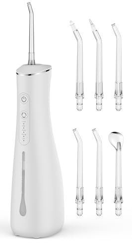 Water Flosser for Teeth Cordless Rechargeable with 4 Jet Tips 300ML Water Tank IPX7 Waterproof for Travel Home