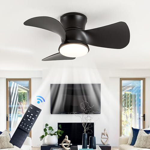 GODFSAHG Pequeños Ventiladores de Techo LED con Luces Luz de Ventilador Reversible de 6 Velocidades con Control Remoto Moderno Temporizador Regulable Inteligente Ventiladores de Techo con L