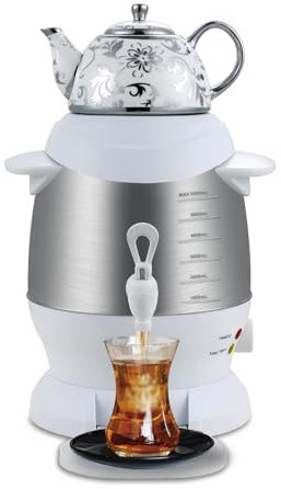 STDZQCWY Théière Électrique Turque, Capacité De 5 L, Théière De 1 L, avec Fonction De Maintien Au Chaud Et Poignée Anti-brûlure, pour Le Thé