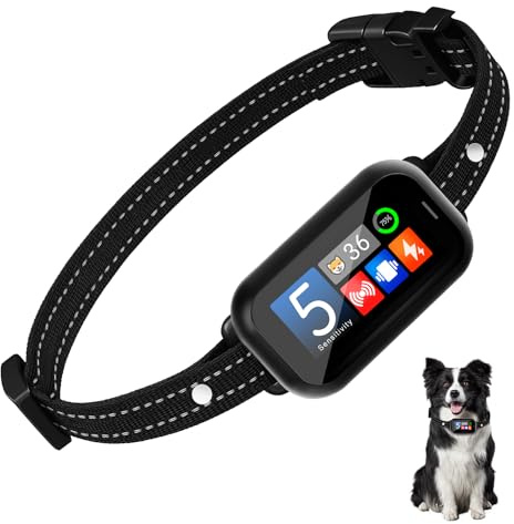 Collare Antiabbaio per Cani Piccoli Medi Grandi, Collare Addestramento Intelligente con 5 Modalità e Sensibilità Regolabile, Display LED, Batteria USB Ricaricabile, IP67 Impermeabile (BR01)