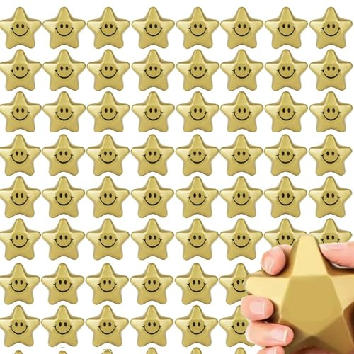 10 Stück Stern Lächeln Gesicht Stressbälle, 5cm Stern Anti Stress Bälle, Sterne Antistressbälle, Stressabbau Ball für Kinder, Sterne Knautschball für Schule Belohnung, Mitgebsel Gastgeschenke (10)