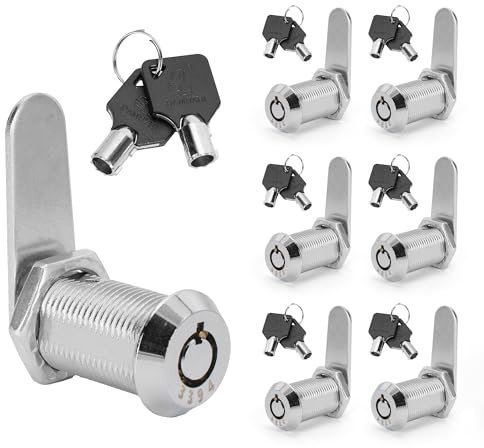 YKUKIZEE 6 PCS 16 MM Thread Tubular Cam Lock with 2 Different Keys Cylinder | Security RV Cabinet Lock, for Mailbox Letterbox Cupboard Post Box