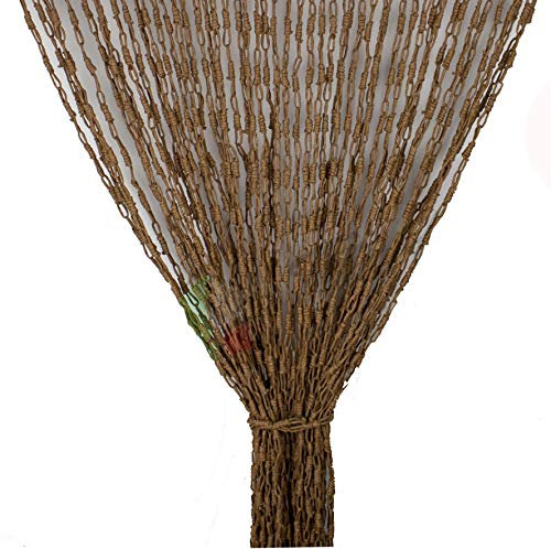 Tata Home Tenda Antimosche con Catenelle Intrecciate in Fibra Naturale per Porta Finestra Moschiera a Pannello Misura 100 x 220 cm Colore Marrone