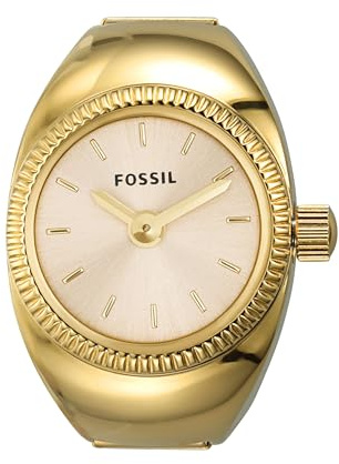 FOSSIL Ring Watch für Damen, Quarz-Zweizeigerwerk mit Edelstahlarmband