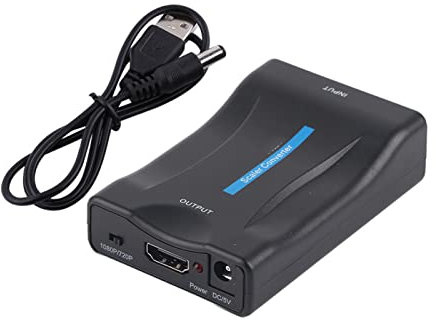 Hapivida Convertidor Scart a HDMI, 720P 1080P Adaptador Escalador Convertidor de Audio y Video con Cable USB, Adaptador Scart a HDMI para HD TV DVD