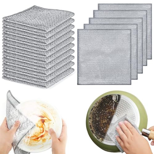 EXIN DECHEN 15 Piezas Paños de Alambre Multiusos, Reutilizable Paño de Cocina de Alambre Multiusos, Paños para Lavar Platos Húmedos y Secos, Paño de Limpieza de Alambre para Fregaderos Encimeras