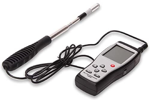 Mavdecll Anémomètre Thermique à Fil Chaud, testeur de Vitesse et de température du Vent et du Volume d'air portatif numérique USB de Haute précision, enregistre 500 données