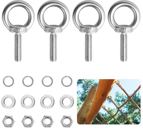 DesertBoy 4Pcs Bulloni ad Occhiello M8 Bullone per Sollevamento M8 x 30 mm Bullone ad Occhiello 304 Acciaio Inossidabile Bullone Occhiello Golfari con Rondella e Dado, per Attrezzature di Sollevamento
