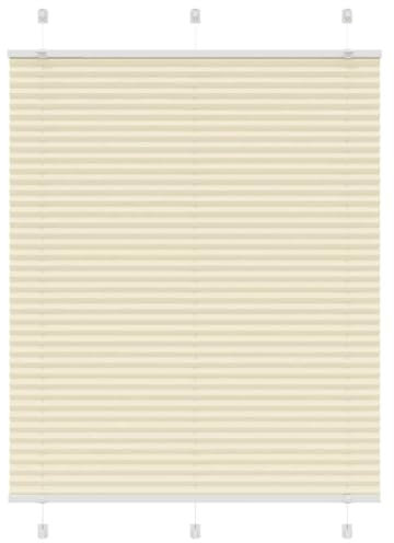 vidaXL Plissee Creme 110x150 cm Stoffbreite 109,4 cm Polyester, Faltrollo, Klemmfix, Plisseerollo, Jalousie, Rollo, Plisseerollo für Fenster