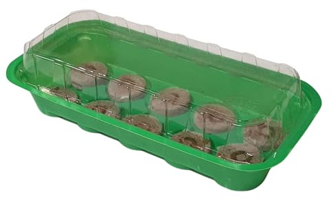 sopomarkt24 Mini Gewächshaus 26x11x7cm mit transparentem Deckel, inkl. 10 Quelltabs für Pflanzenanzucht, ideal für Fensterbank, Terrasse oder Gewächshaus, perfektes Anzuchtset für Kräuter und Gemüse