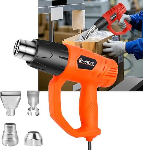 Electric Hot Air Gun - 2000W Dual Heat Setting with 4 Nozzles, Ideal for Paint Stripping, Pipe Soldering, PVC Shrinking & Crafts Red