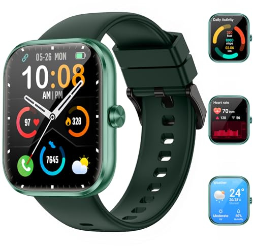 Smart Watch for Men Women (Answer/Make Calls), 1.83 HD Fitness Watch, with Heart Rate/Sleep/SpO2 Monitor, 110+ Sports Modes Fitness Tracker with Step Counter, IP68 Waterproof, Dark Green