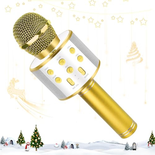 KEWUZY Micro Karaoke Enfant, Micro sans Fil Karaoke Compatible avec Android/iOS/PC/Smartphone, A Partir de 5 6 7 8 9 10 11 12 Enfant Anniversaire Cadeaux