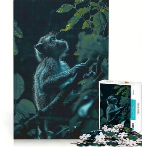 Rompecabezas para Adolescentes de 1000 Piezas El monito en la Noche Juego Educativo decoración Lista de Deseos con Papá Noel 38x26cm