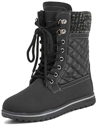 Polar Boot Femmes Matelassé Court Neige Hiver Fausse Fourrure Chaud Durable Imperméable Bottes BLK40 AYC0528 - Noir Cuir Cardy - Taille 40 EU/7 UK