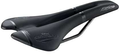 Selle San Marco ASPIDE Racing - Sella per Bici da Corsa, Leggera, Foro Anatomico, con Forma Curva e Seduta Stretta, Rail in Xsilite - Taglia L2, Nero