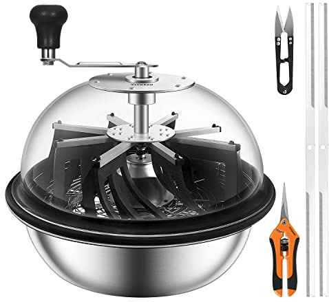 VIVOSUN 19 inch Bud Leaf Bowl Trimmer with Clear Visibility Dome, Sharp Stainless Steel Blades for Spin Cut, Solid Metal Gear Box, and Hand Pruner (Upgraded Version)