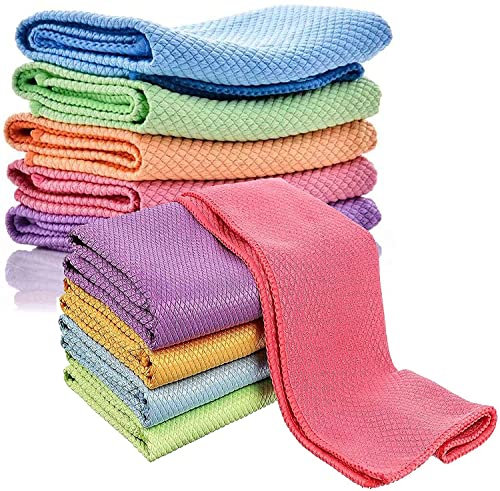 10pk of Fish Scale Microfiber Polishing Cleaning Cloth Absorbent Without Leaving Marks Multifunctional Streak-Free Easy Reusable Lint Free Easy For Kitchen House Car 40x30cm
