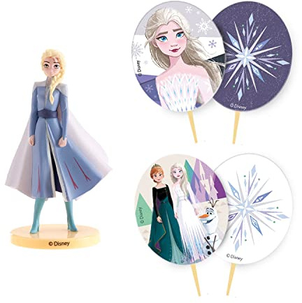 dekora - Tortendeko Geburtstag Set | Torten Deko Geburtstag Set mit Elsa Figur und Cake Topper - Torten Zubehör aus PVC, 303020
