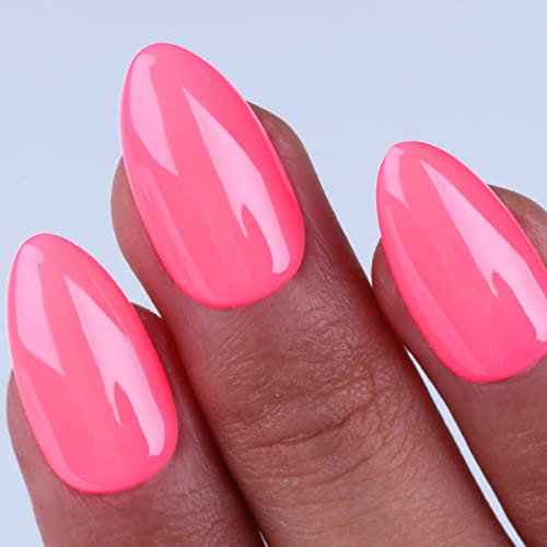 Imtiti Neon Gel Nail Polish - 0.5 Fl Oz Neon Pink LED U V Gel Polish DIY Nail Art Starter Kit