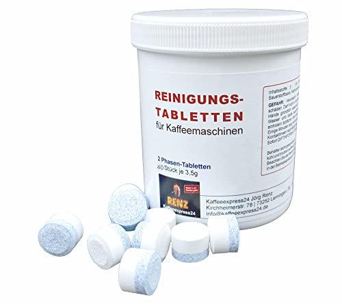 Pastillas de limpieza de 2 fases de 3,5 g compatibles con cafeteras automáticas Jura (40 unidades)