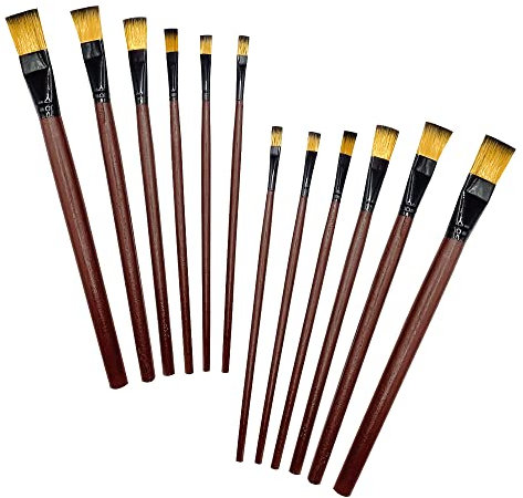 CLVPAI Pennelli Piatti,Pennelli Acrilici,Spazzola per Dipingere di Nylon per Pittura,per pittura acrilica, acquerello, tela, viso (Pennello per pittura ad olio in nylon-12)