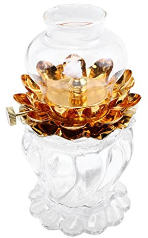 Garneck Lotus Öl Lampe Mit Glasabdeckung Petroleum Lampe Für Zuhause Einzigartige Beleuchtung Öl Licht Für Atmosphäre Und Dekoration