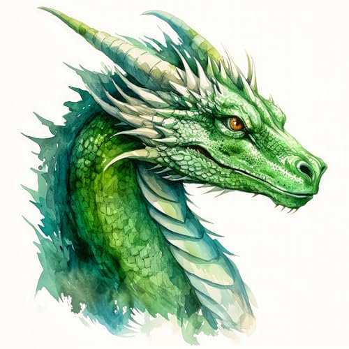 Stoffbahn, 35,6 x 35,6 cm, grüner Drache, 100 % Baumwolle, quadratisch, AM1412